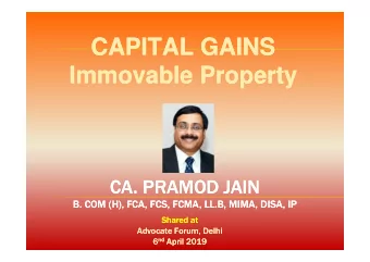 CAPITAL GAINS  CAPITAL GAINS  Immovable Property  Immovable Property