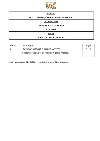 MEETING  WEST LONDON ECONOMIC PROSPERITY BOARD  DATE AND TIME TUESDAY 21 ST MARCH, 2017  AT 3.00 PM