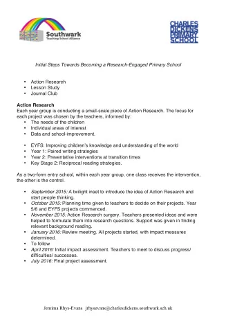 Initial Steps Towards Becoming a Research-Engaged Primary School  Action Research  Lesson