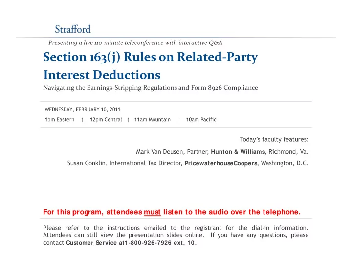 section 163 j rules on related party interest deductions