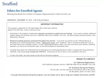Ethics for Enrolled Agents  Meeting Standards for Conduct in Taxpayer Representation Under Circular
