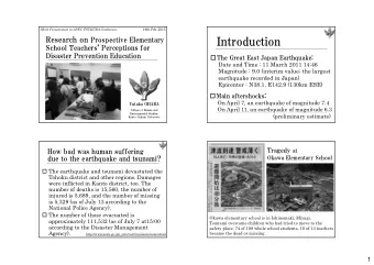Introduction Research on Prospective Elementary  School Teachers' Perceptions for  Disaster