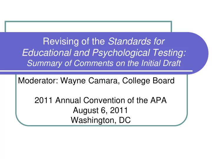 revising of the standards for