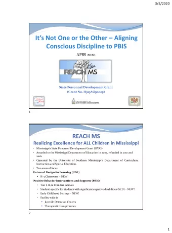 Its Not One or the Other  Aligning  Conscious Discipline to PBIS  APBS 2020  State Personnel