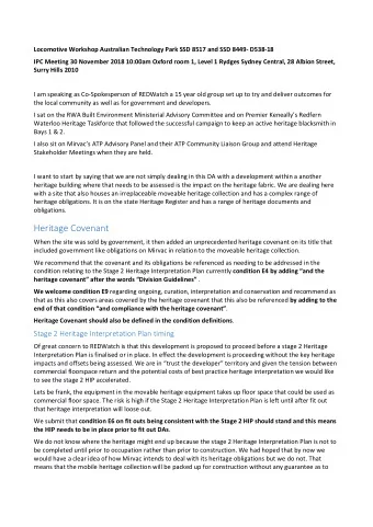 Heritage Covenant  When the site was sold by government, it then added an unprecedented heritage