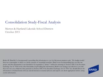 Consolidation Study-Fiscal Analysis  Merton &amp; Hartland-Lakeside School Districts  October 2015
