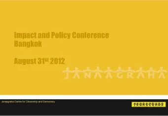 Impact and Policy Conference  Bangkok August 31 st 2012 The reality of Urban Voters  List  BOOTH