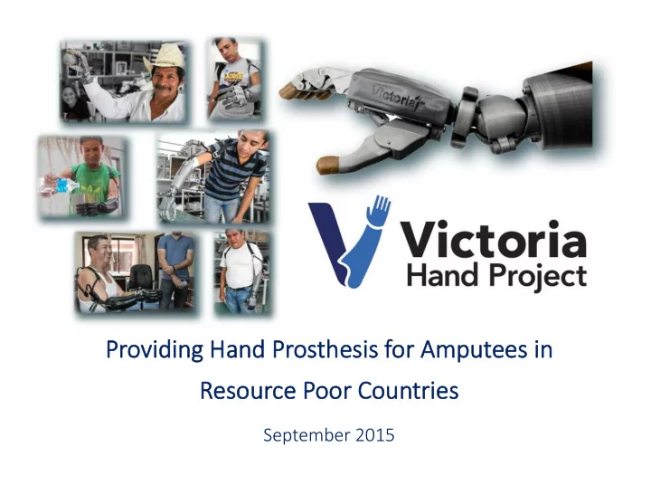 providing hand prosthesis for amp mputees in re resource