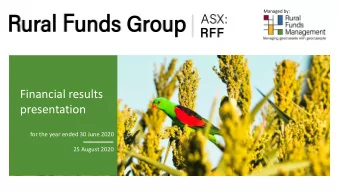 presentation  for the year ended 30 June 2020  25 August 2020  Disclaimer and glossary of terms