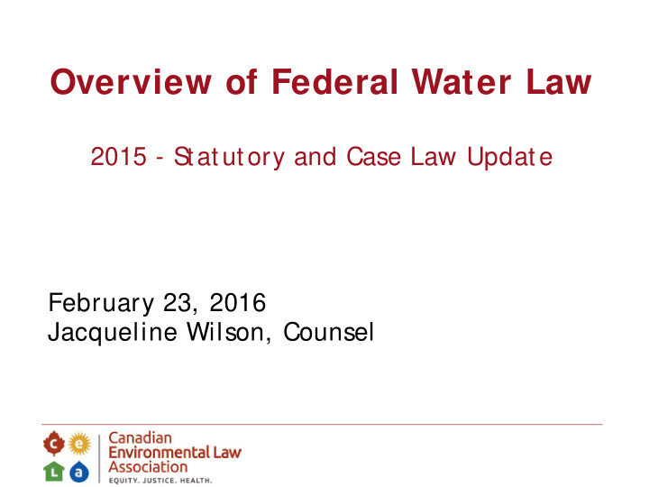 overview of federal water law