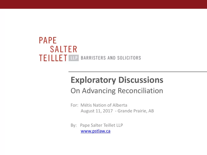exploratory discussions
