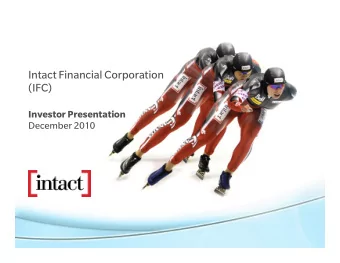 Intact Financial Corporation  (IFC)  Investor Presentation  December 2010  Forward-looking