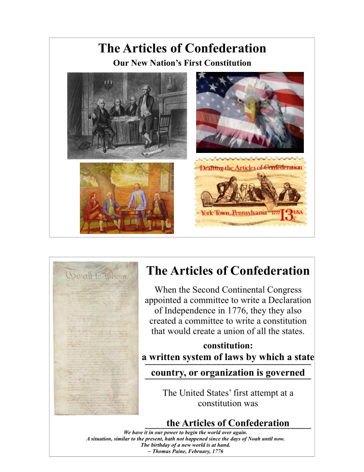 the articles of confederation