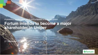 shareholder in Uniper  27 September 2017  Disclaimer  This presentation is neither an offer to