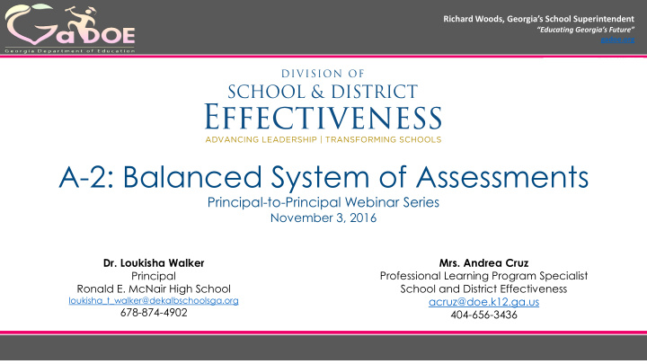 a 2 balanced system of assessments