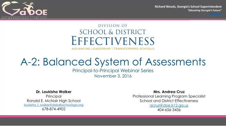 a 2 balanced system of assessments