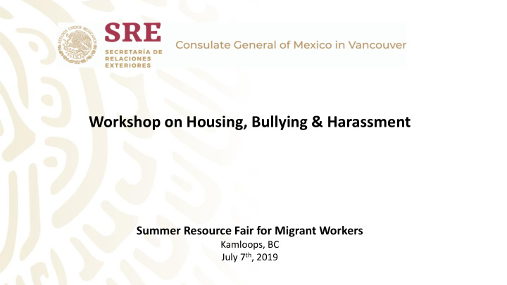 workshop on housing bullying harassment