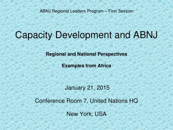 Examples from Africa  January 21, 2015  Conference Room 7, United Nations HQ  New York, USA