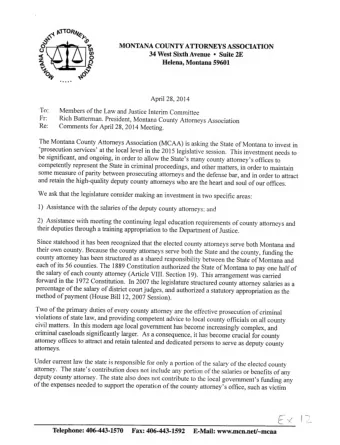 # MONTANA COUNTY ATTORNEYS ASSOCIATION  7a 34 West Sixth Avenue . Suite 2E  ID Helena, Montana