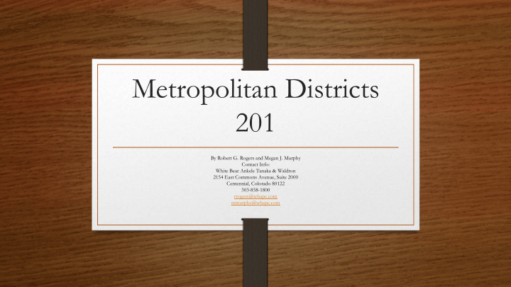 metropolitan districts 201