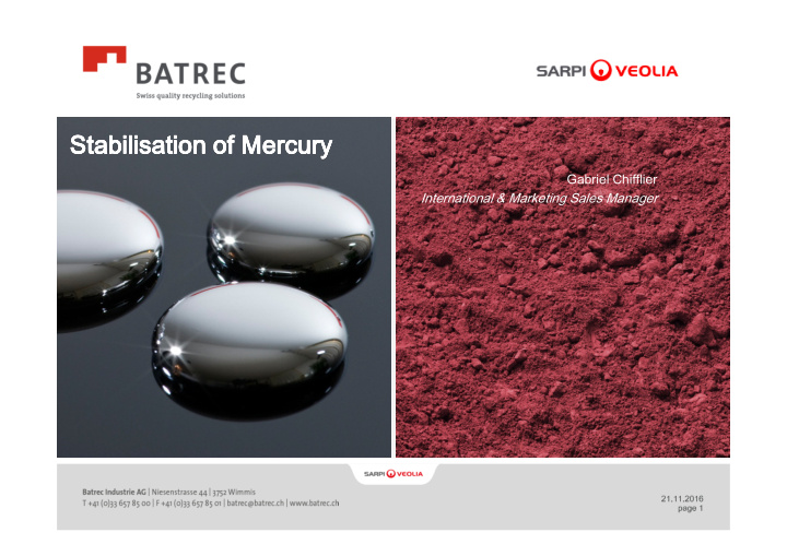 stabilisation of mercury stabilisation of mercury