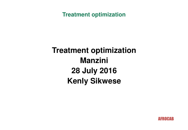 treatment optimization