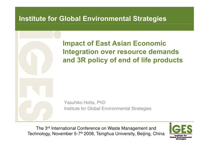 institute for global environmental strategies impact of