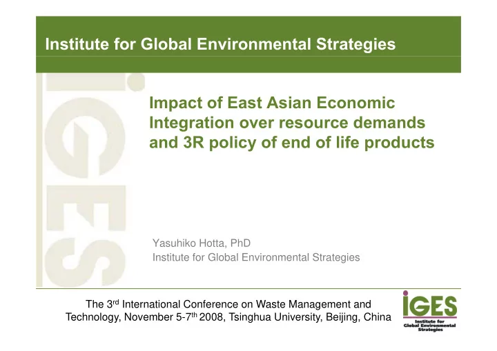 institute for global environmental strategies impact of