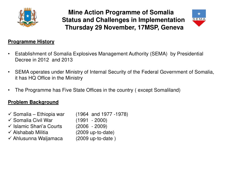 establishment of somalia explosives management authority