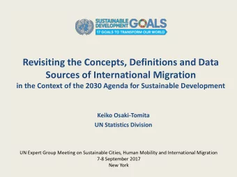 Revisiting the Concepts, Definitions and Data  Sources of International Migration  in the Context