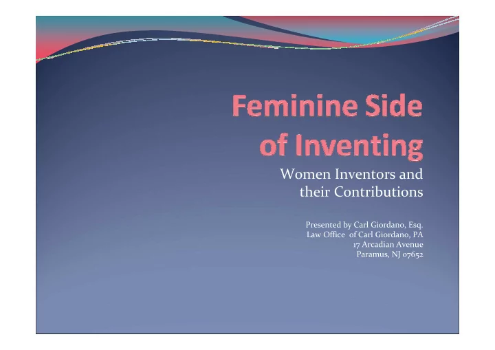 women inventors and their contributions