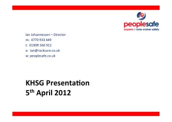 KHSG  Presenta-on   5 th April  2012      Agenda      Rocksure