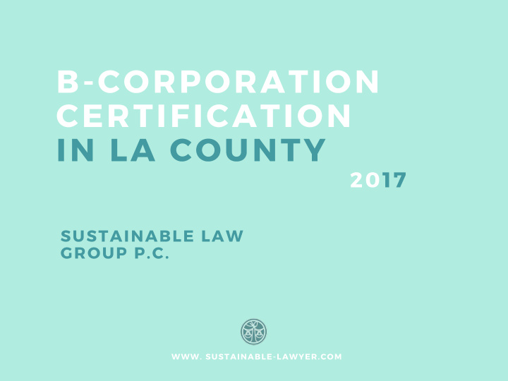 b corporation certification in la county