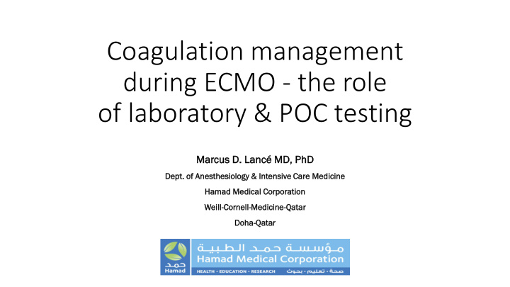 coagulation management