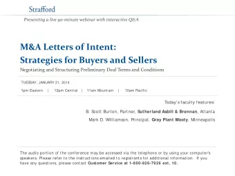 M&amp;A Letters of Intent:  Strategies for Buyers and Sellers  Negotiating and Structuring