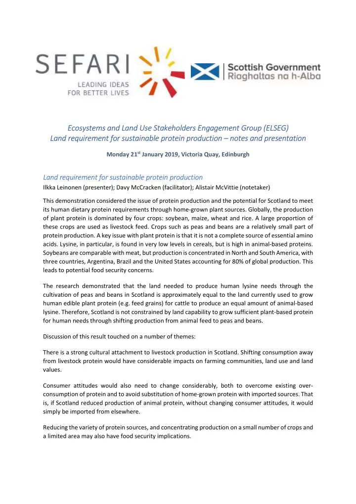 ecosystems and land use stakeholders engagement group