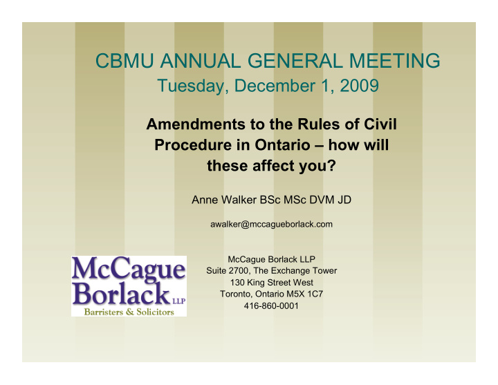 cbmu annual general meeting tuesday december 1 2009