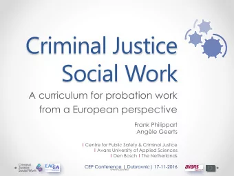 Criminal Justice  Social Work  A curriculum for probation work  from a European perspective  Frank