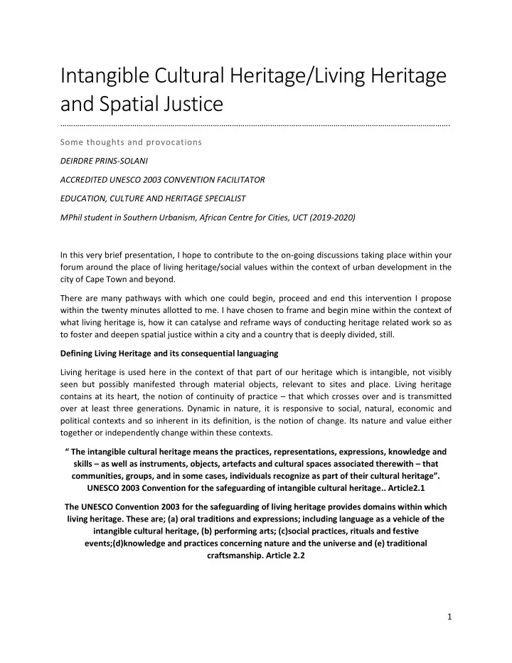 intangible cultural heritage living heritage and spatial