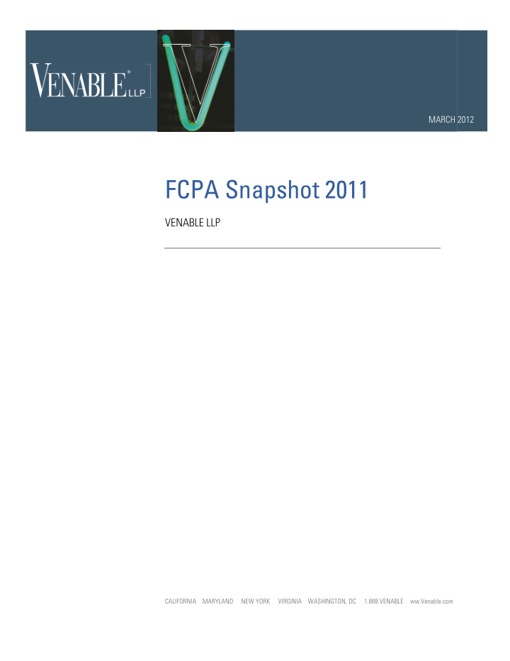 fcpa snapshot 2011