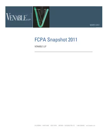 FCPA Snapshot 2011  VENABLE LLP  CALIFORNIA  MARYLAND  NEW YORK  VIRGINIA  WASHINGTON, DC