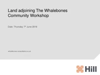 Land adjoining The Whalebones  Community Workshop Date: Thursday 7 th June 2018