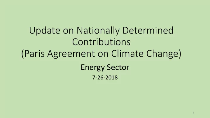 update on nationally determined