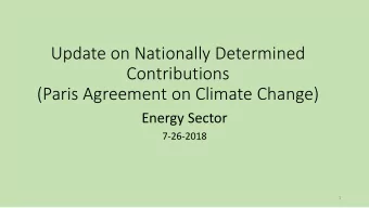 Update on Nationally Determined  Contributions  (Paris Agreement on Climate Change)  Energy Sector