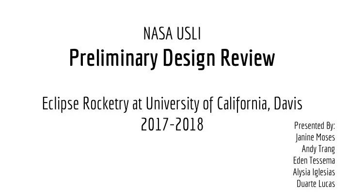 preliminary design review