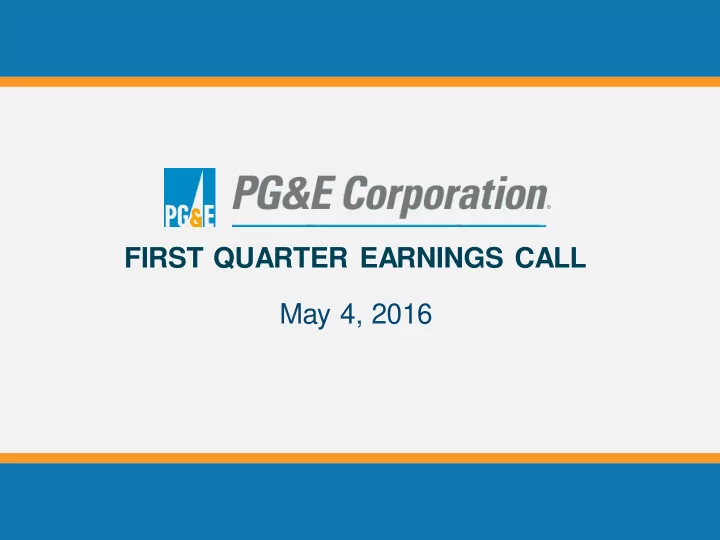 first quarter earnings call