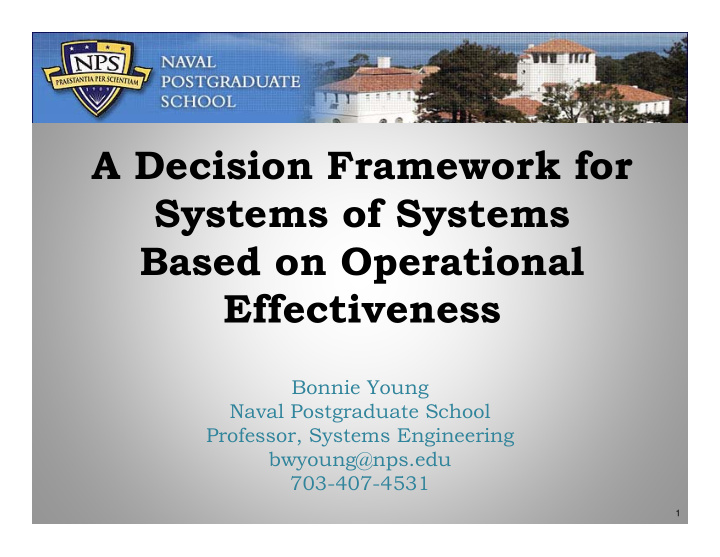 a decision framework for systems of systems based on