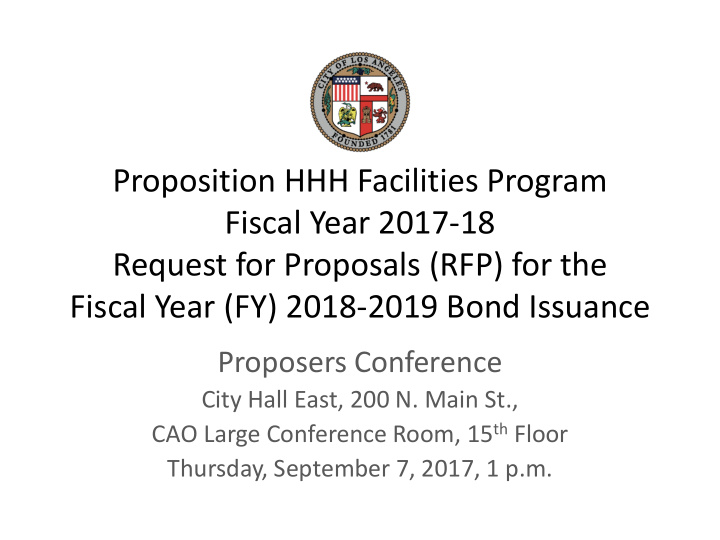 proposition hhh facilities program fiscal year 2017 18