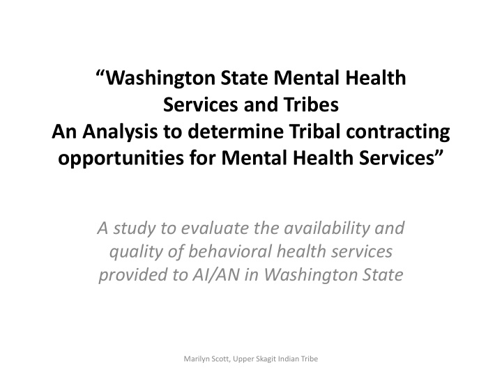 washington state mental health services and tribes an