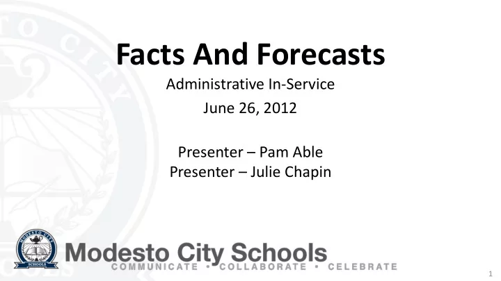 facts and forecasts